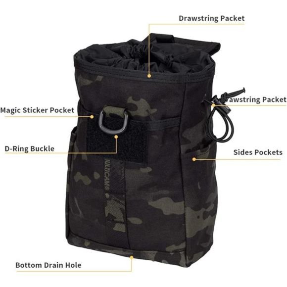 Molle Dump Pouch Drawstring Magazine Utility Pouch Folding Dump Pouch Waist Bag - Picture 6 of 6